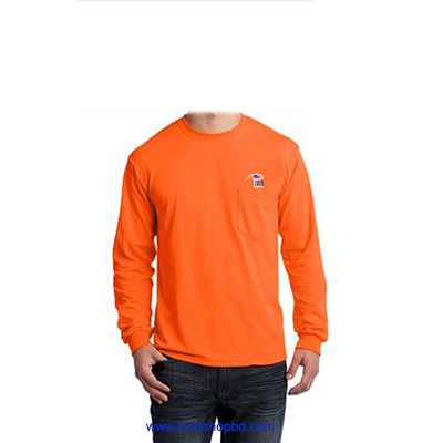 Ultra Cotton 100% Long Sleeve T-Shirt with Pocket