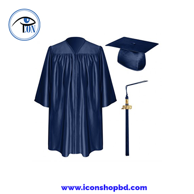 Navy Blue Graduation Gown and Cap