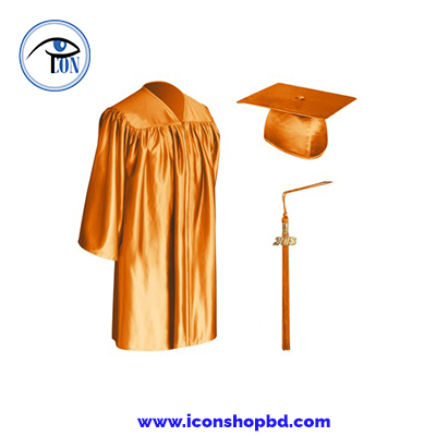 Orange Graduation Gown and Cap